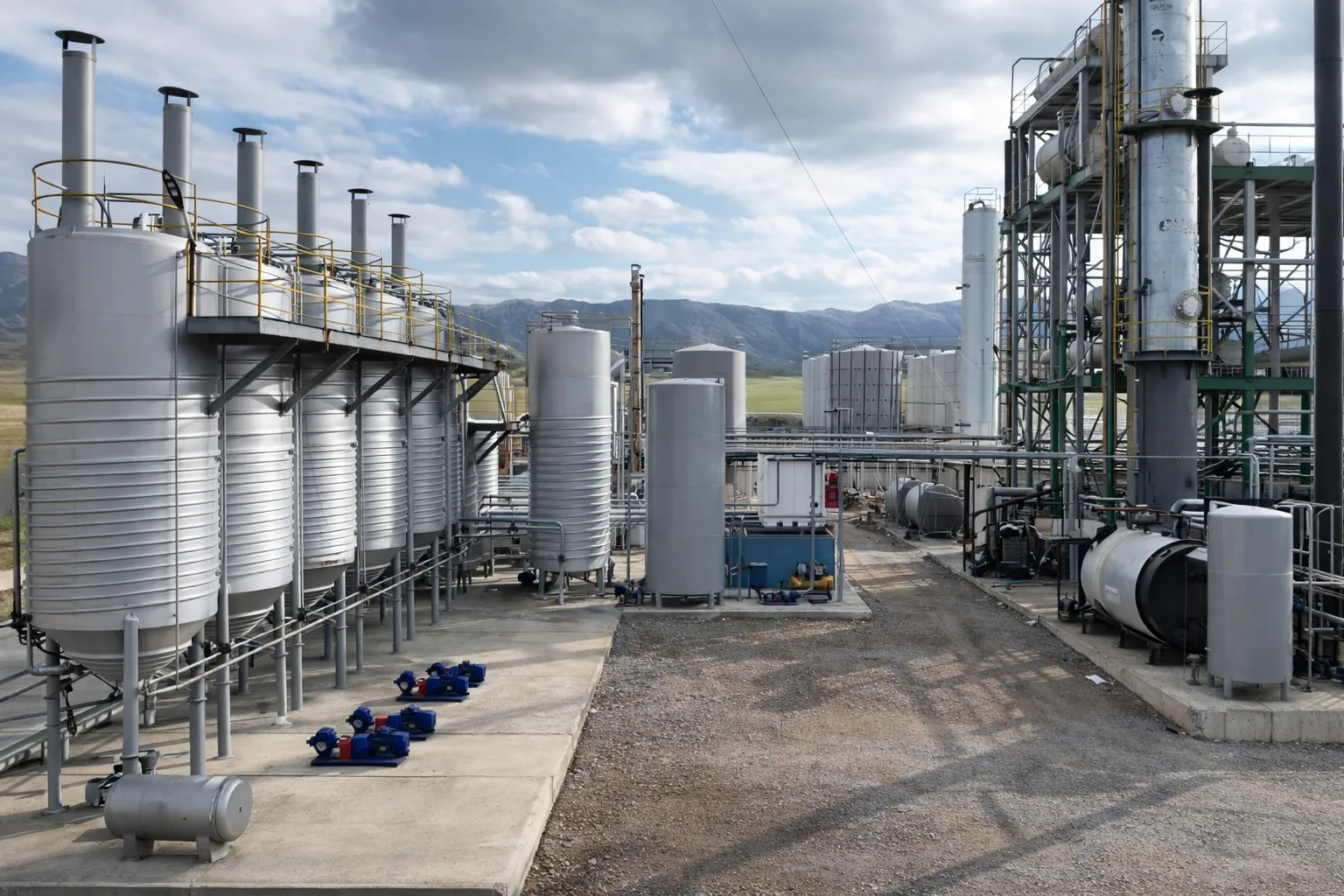 Process equipment with mountain landscape